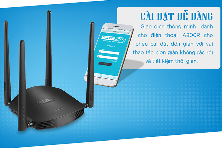 Router wifi Totolink A800R Wireless AC1200 4